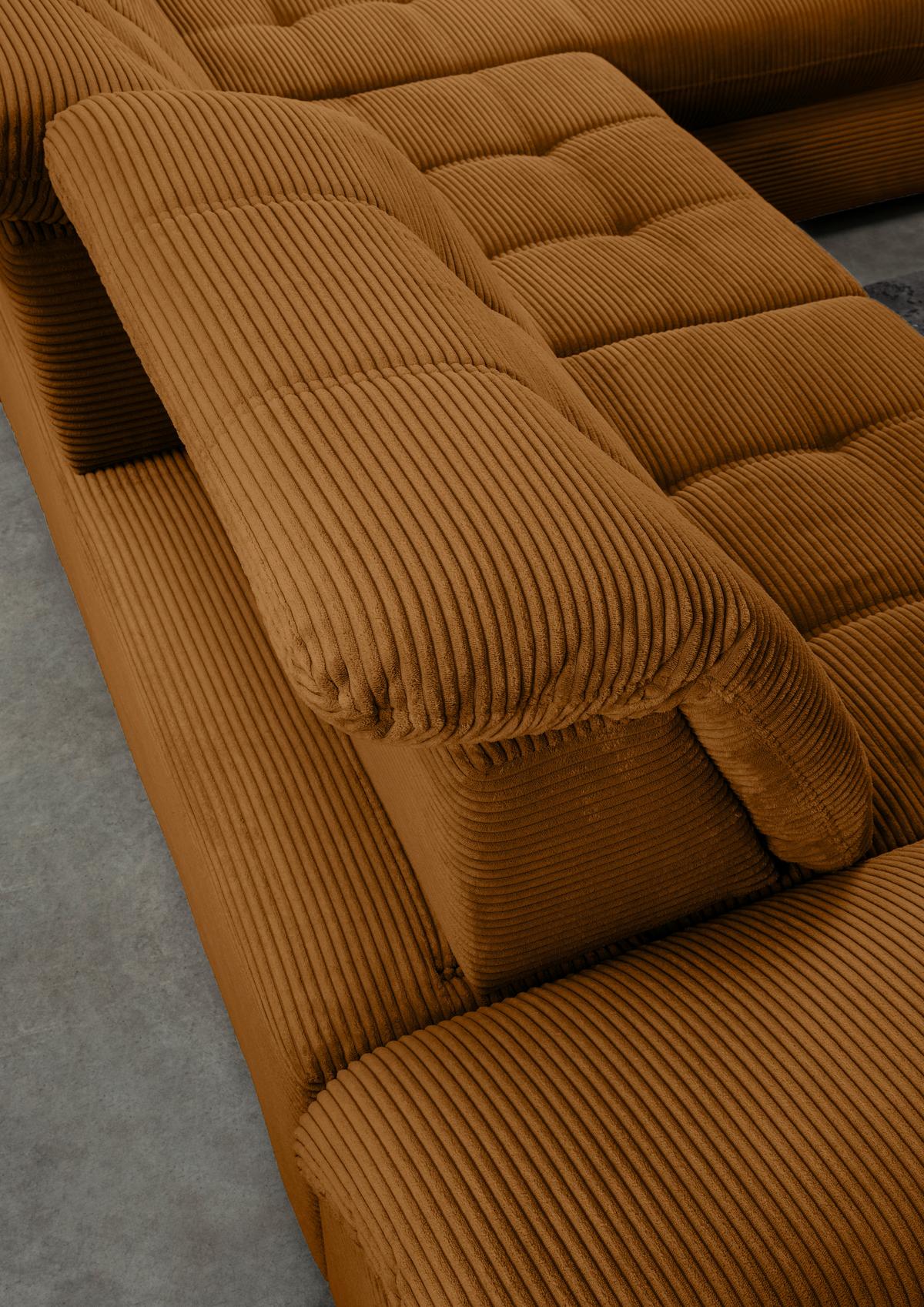 Ecksofa mit Bettkasten Rigatti Goldfarben 314x184 cm - Goldfarben/Schwarz, MODERN, Textil (314/184cm) - Livetastic