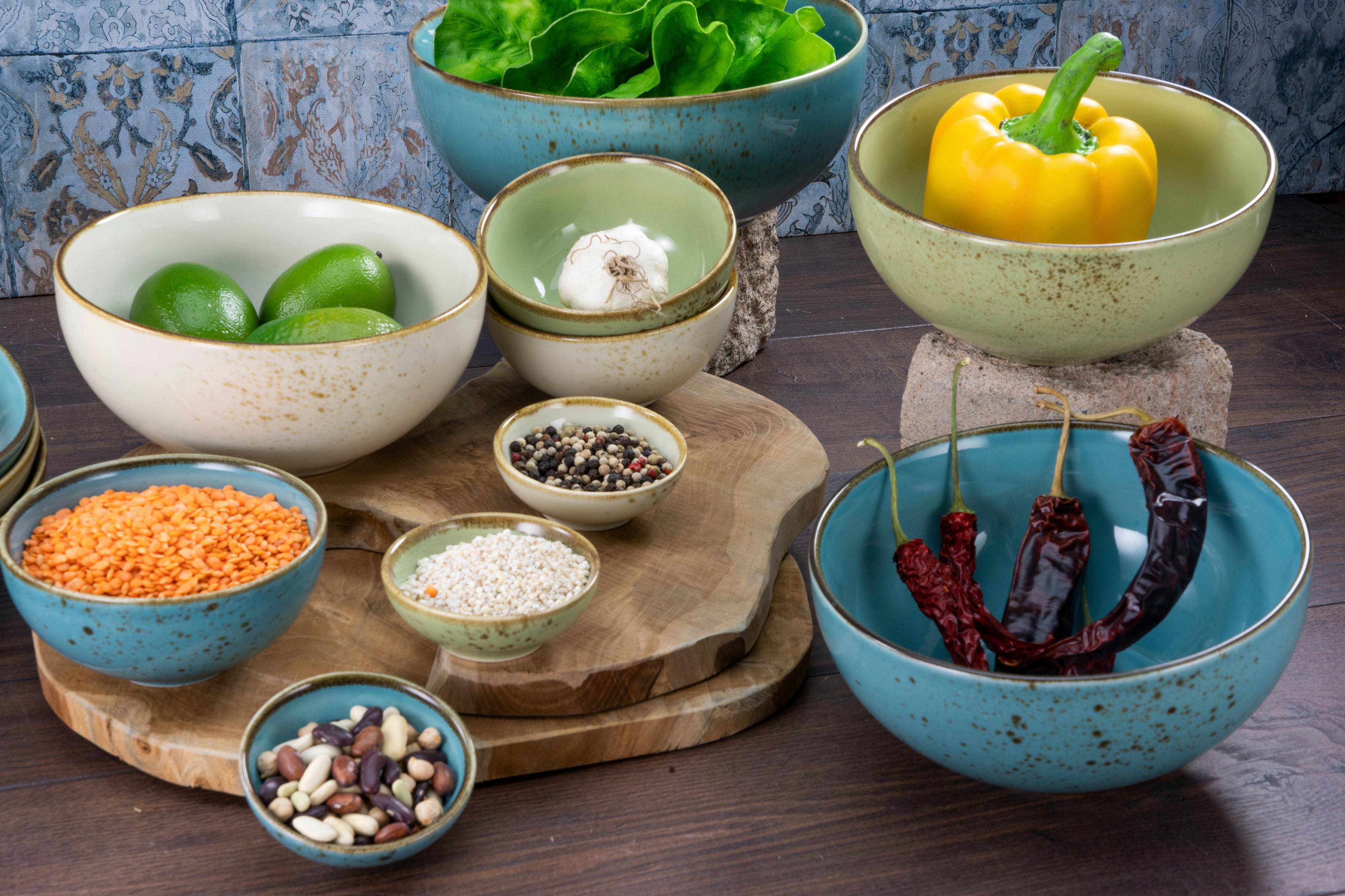 Schüsselset Keramik Multicolor Buddhabowl 4tlg D/H:17,5/7,5cm - Multicolor, KONVENTIONELL, Keramik (17,5/7,5cm) - Creatable