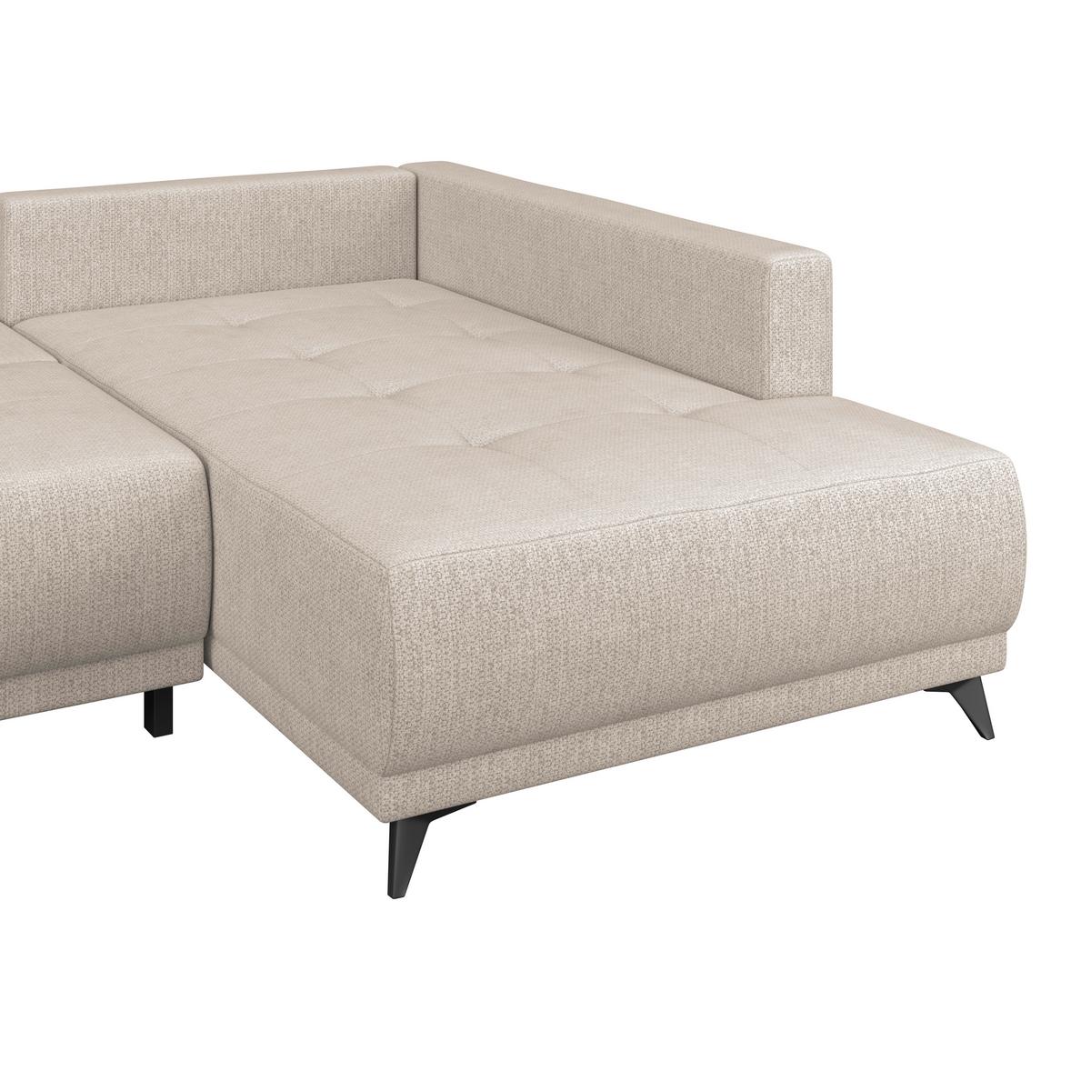 Ecksofa mit Schlaffunktion & Bettkasten Texas Hellbraun - Hellbraun/Schwarz, KONVENTIONELL, Holz (259/203cm)