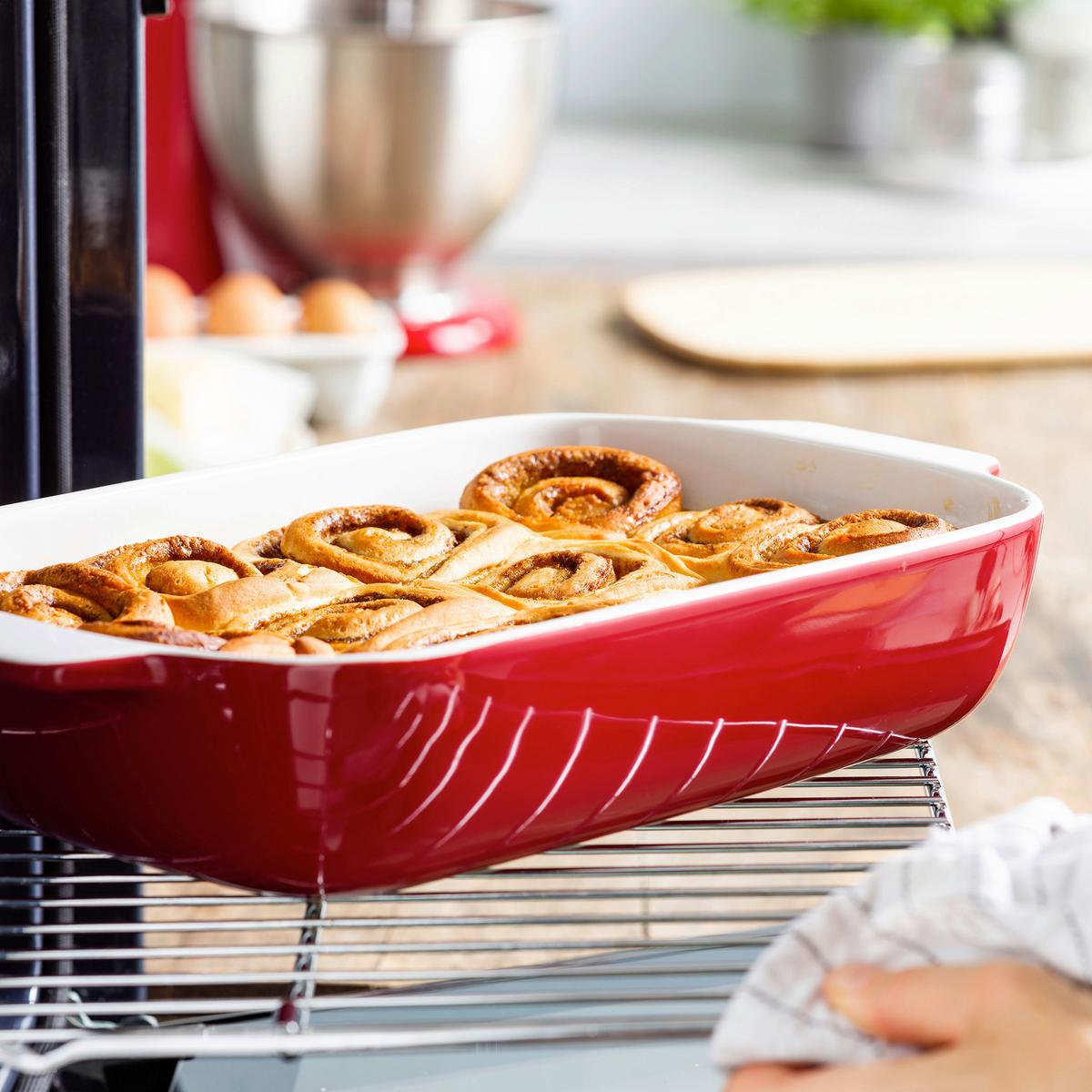 Auflaufform Stoneware Rot/weiß B: 24 Cm - Rot/Weiß, Basics, Naturmaterialien/Keramik (24cm) - Kitchenaid