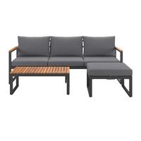 Loungegarnitur Acapulco - Weiß/Grau, MODERN, Holz/Textil (199/69/73cm) - Beldano