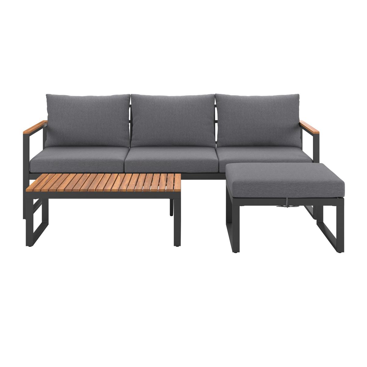 Loungegarnitur Acapulco - Weiß/Grau, MODERN, Holz/Textil (199/69/73cm) - Beldano