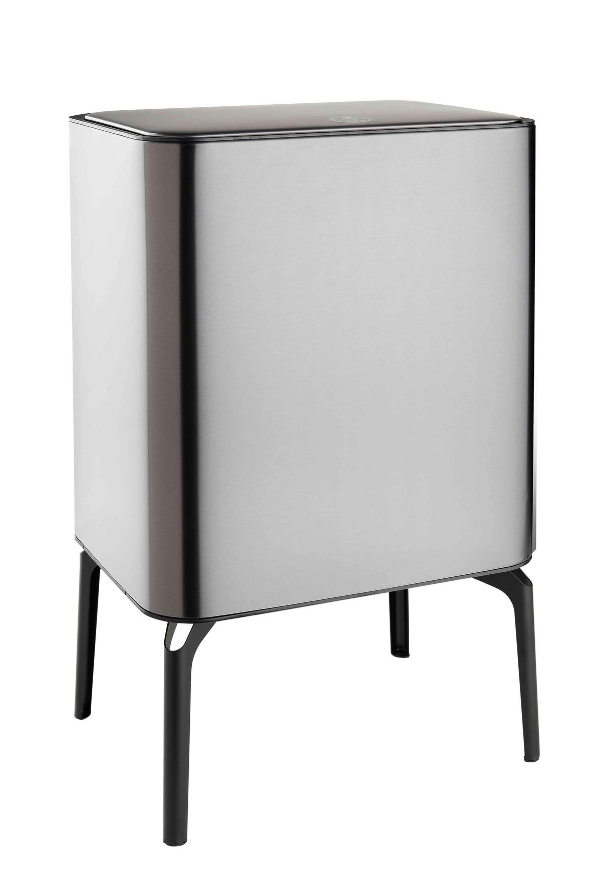 Odpadkový koš MICHAEL, objem 2x 12,7L - černá, Moderní, kov/plast (40,5/31/66,5cm) - Mömax