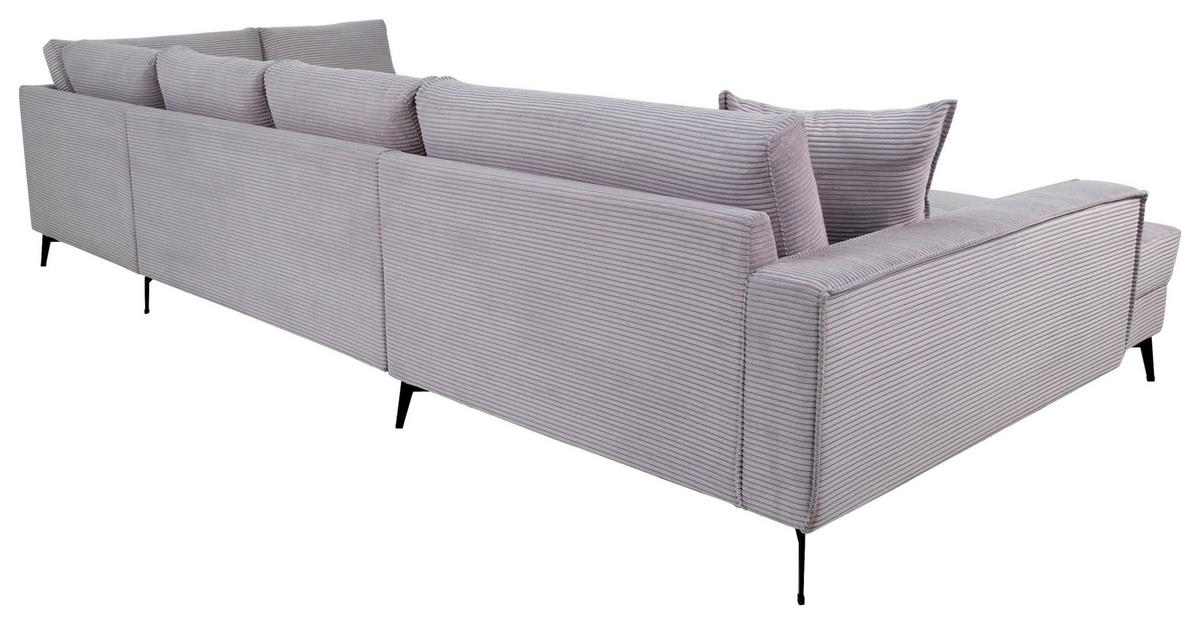 Wohnlandschaft Zero Grau U-Form 195x362x173cm - Hellgrau/Schwarz, Trend, Textil (173/362/195cm)