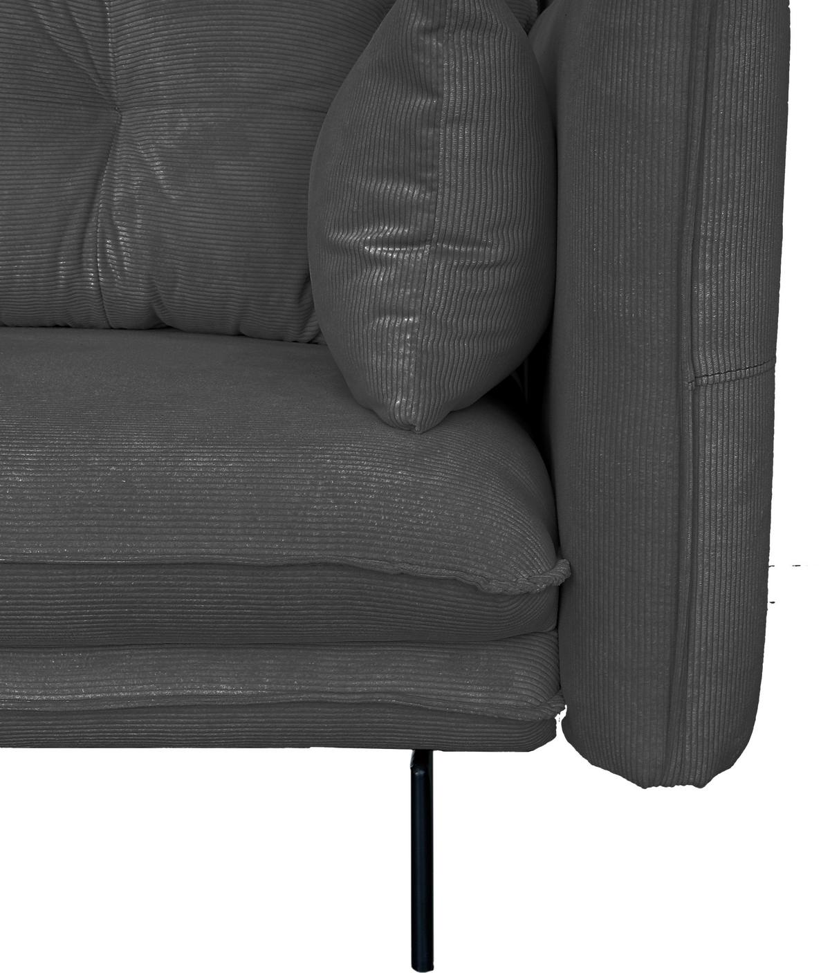 2-sitzer-sofa Sing Dunkelgrau Cord B: 262 Cm - Dunkelgrau/Schwarz, Design, Textil (262/91/115cm) - MID.YOU