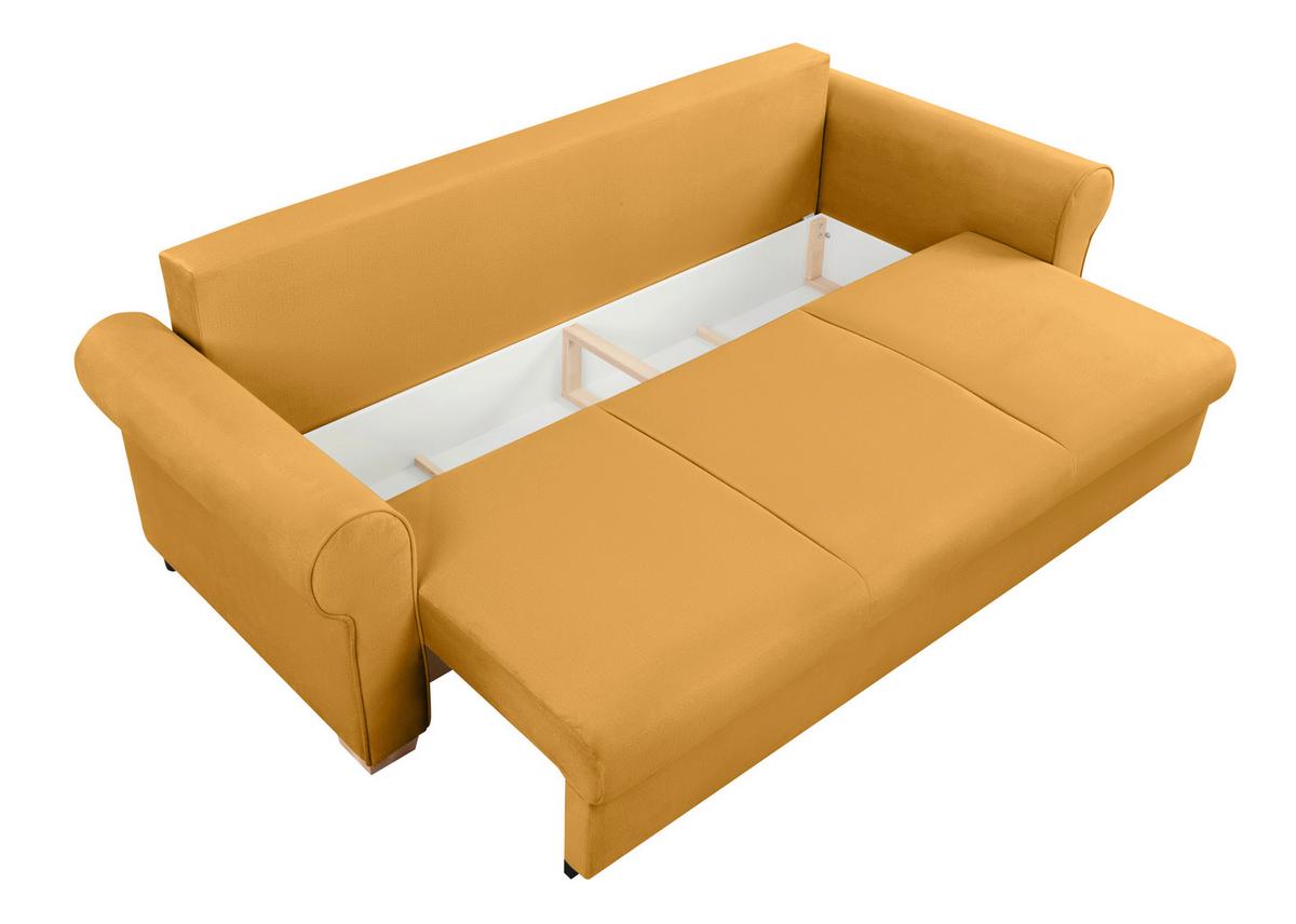 Schlafsofa Arles, Gelb 40 B: 240 Cm - Gelb/Buchefarben, Design, Textil (240/94/98cm) - MID.YOU