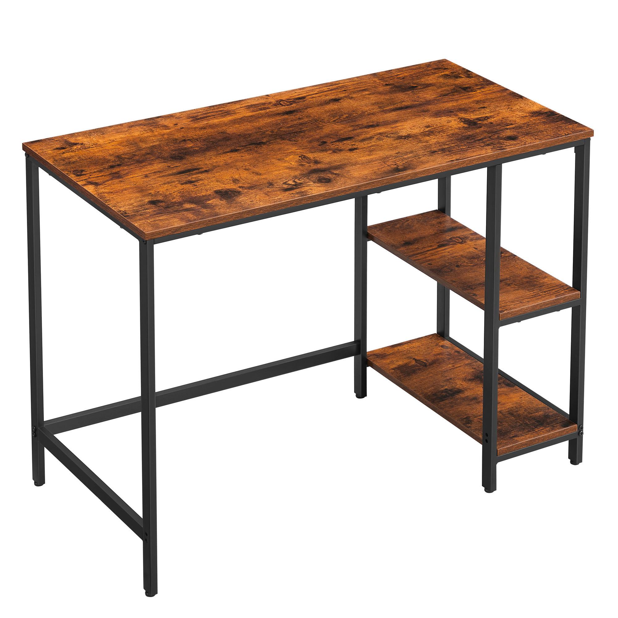 Schreibtisch mit Stauraum B: 50 cm, H: 75 cm, Iron - Schwarz/Braun, Basics, Holzwerkstoff/Metall (100/50/75cm) - Boxxx