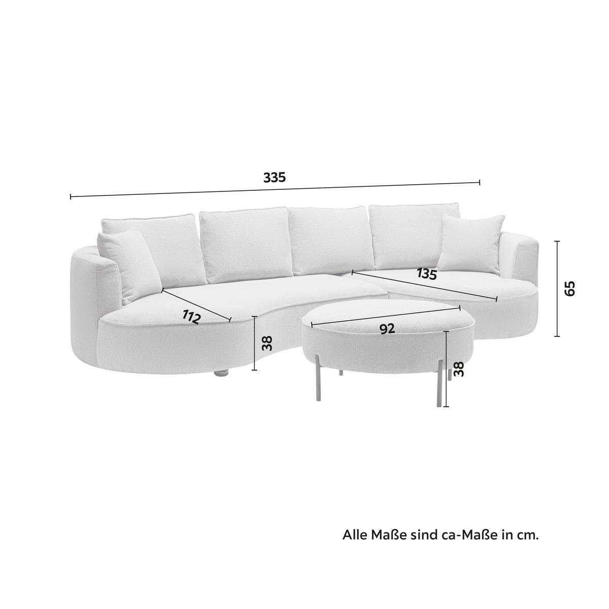 Sedací souprava NILAS, krémová barva - bílá/černá, Moderní, kov/dřevo (335/65/154cm) - Bessagi Home