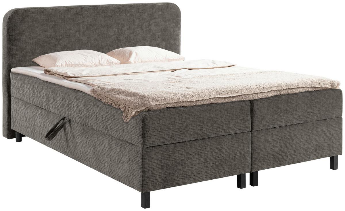 Boxbett Mit Topper & Bettkasten 180x200 Viva - Schwarz/Grau, MODERN, Holz/Kunststoff (180/200cm) - MID.YOU