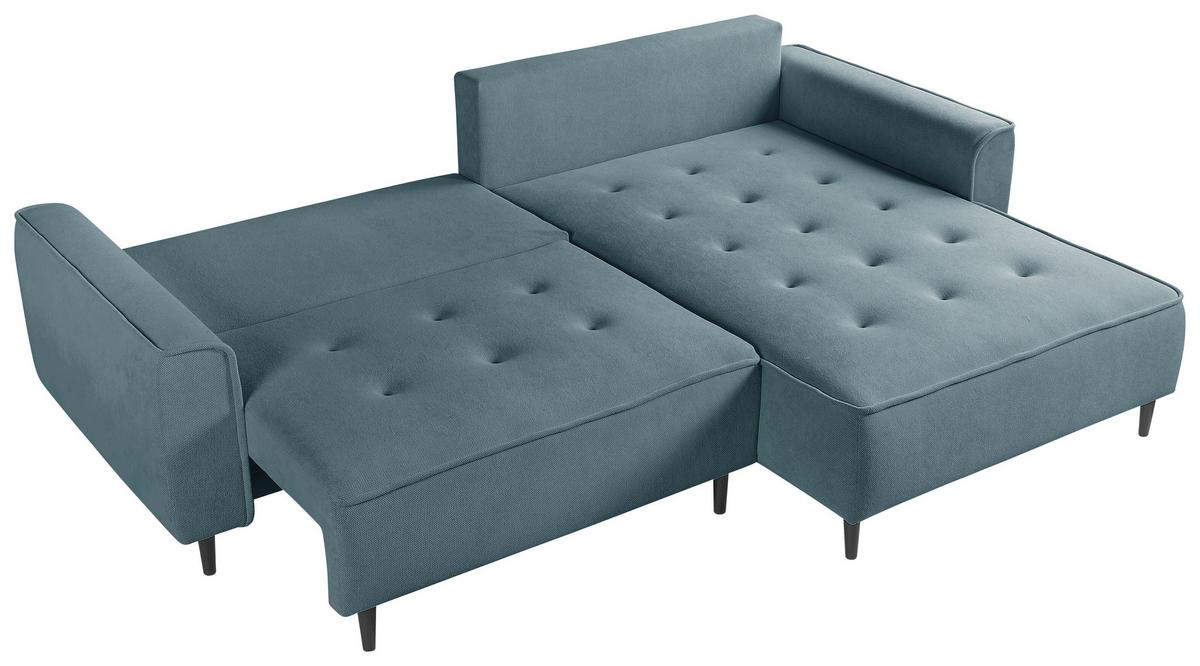Ecksofa Blues Blau/schwarz, 263 Cm - Blau/Schwarz, Design, Textil (263/183cm) - MID.YOU