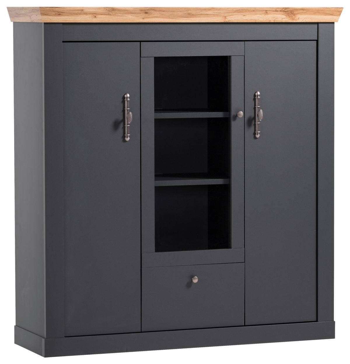 Highboard Catania Anthrazit/Eiche Dekor B: 141cm - Anthrazit/Eiche Wotan, Design, Holzwerkstoff (141/146/45cm) - MID.YOU