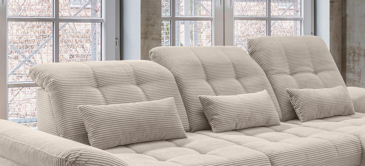 Ecksofa Mit Bettkasten Rigatti Beige S: 314x184 Cm - Beige/Schwarz, MODERN, Textil (314/184cm) - Livetastic