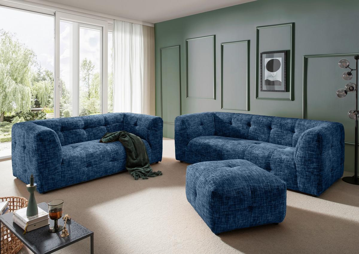 2-sitzer-sofa Velice, Blau B: 184 Cm - Blau/Schwarz, Design, Textil (184/72/95cm) - Livetastic