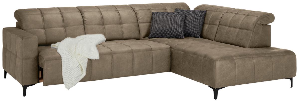 Rohová sedačka PANAMA, pravá, sivohnedá - čierna/taupe, Konventionell, kov/textil (304/89-102/216cm) - Premium Living