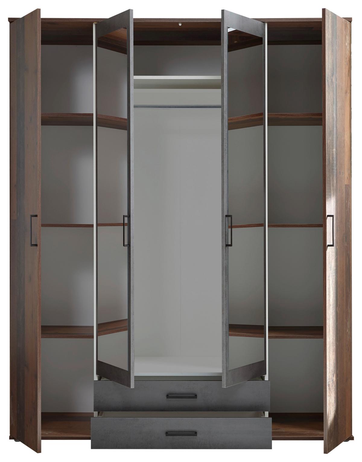 Drehtürenschrank Mit Spiegel 159 Cm Chicago, Akazienfarben - Schieferfarben/Akaziefarben, Basics, Glas/Holzwerkstoff (159/196/53,5cm) - MID.YOU