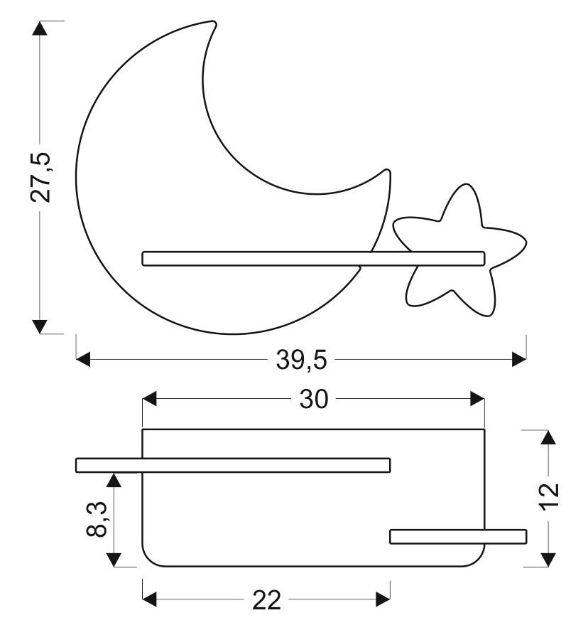 Kinderwandleuchte 21-84460 Moon - Goldfarben, Basics, Holz/Holzwerkstoff (39.5/12/27.5cm)