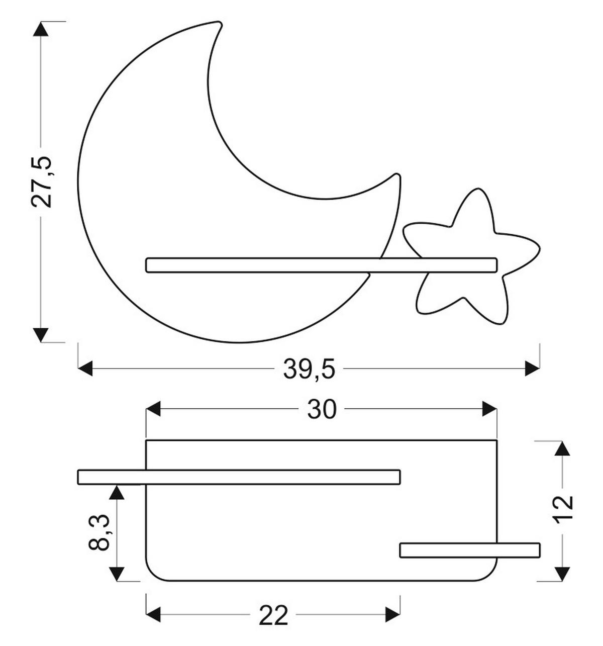 Kinderwandleuchte 21-75574 Moon - Grau, Basics, Holz/Holzwerkstoff (39.5/12/27.5cm)