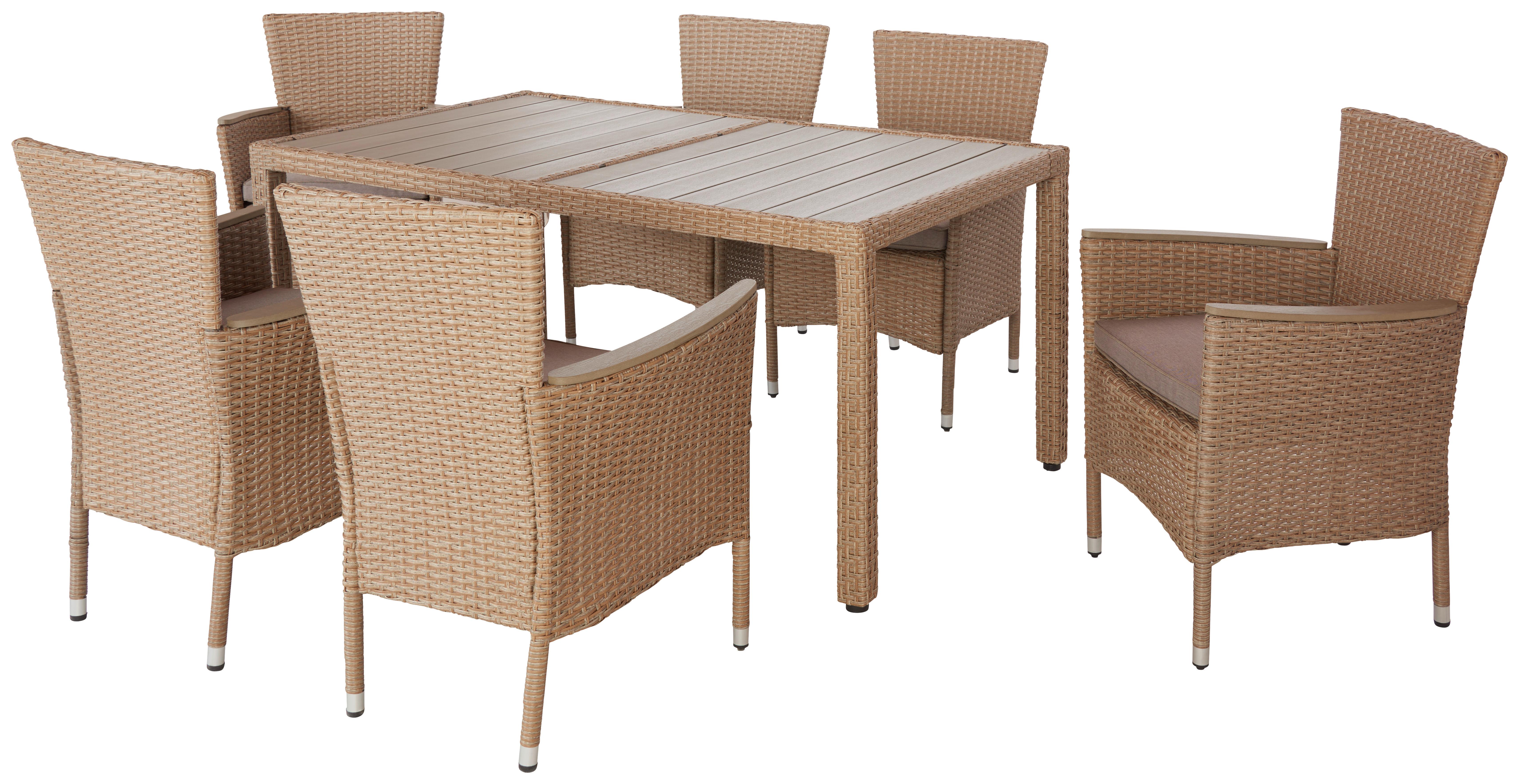 Gartenset für 6 Personen in Rattanoptik