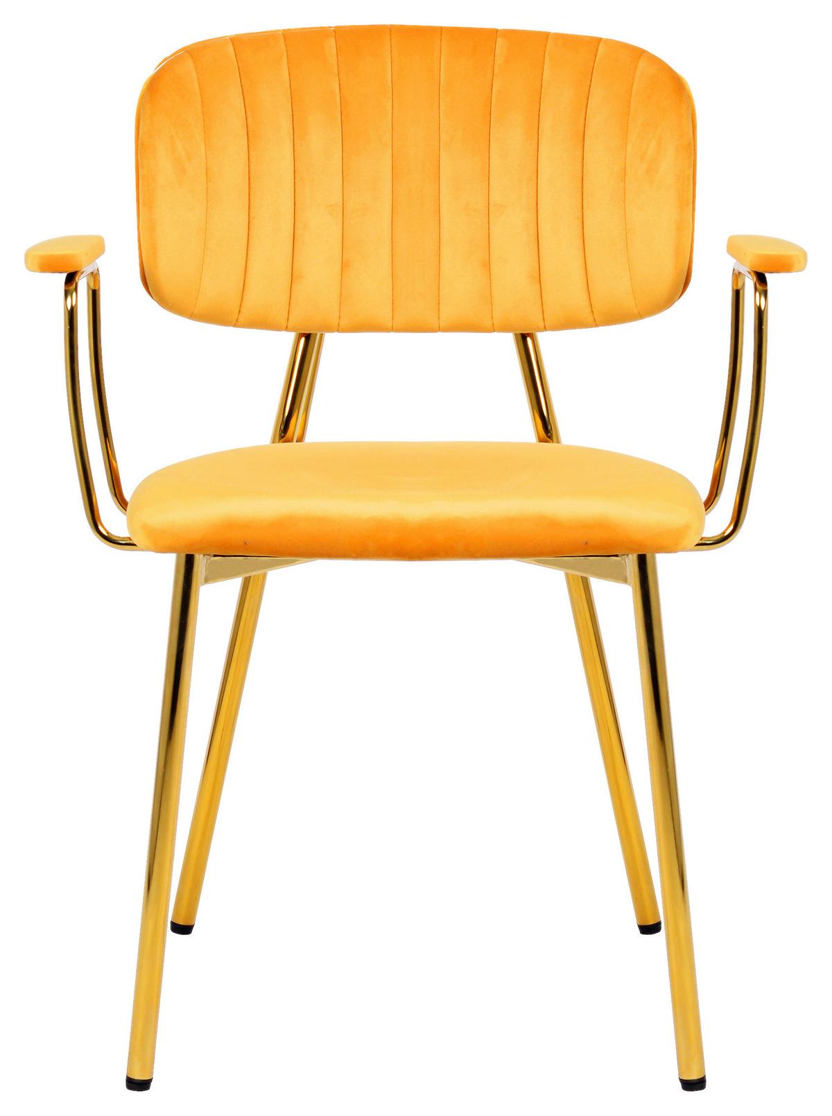 Stuhl-set Giselle 225 Hellorange - Goldfarben/Orange, Design, Kunststoff/Metall (63/80/51cm) - Kayoom