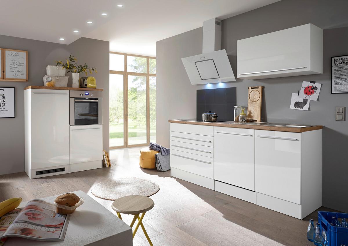 Küchenzeile Premium Mit Geräten B: 320 cm Weiß/Eiche - Eichefarben/Weiß, Basics, Holzwerkstoff (320cm) - Respekta