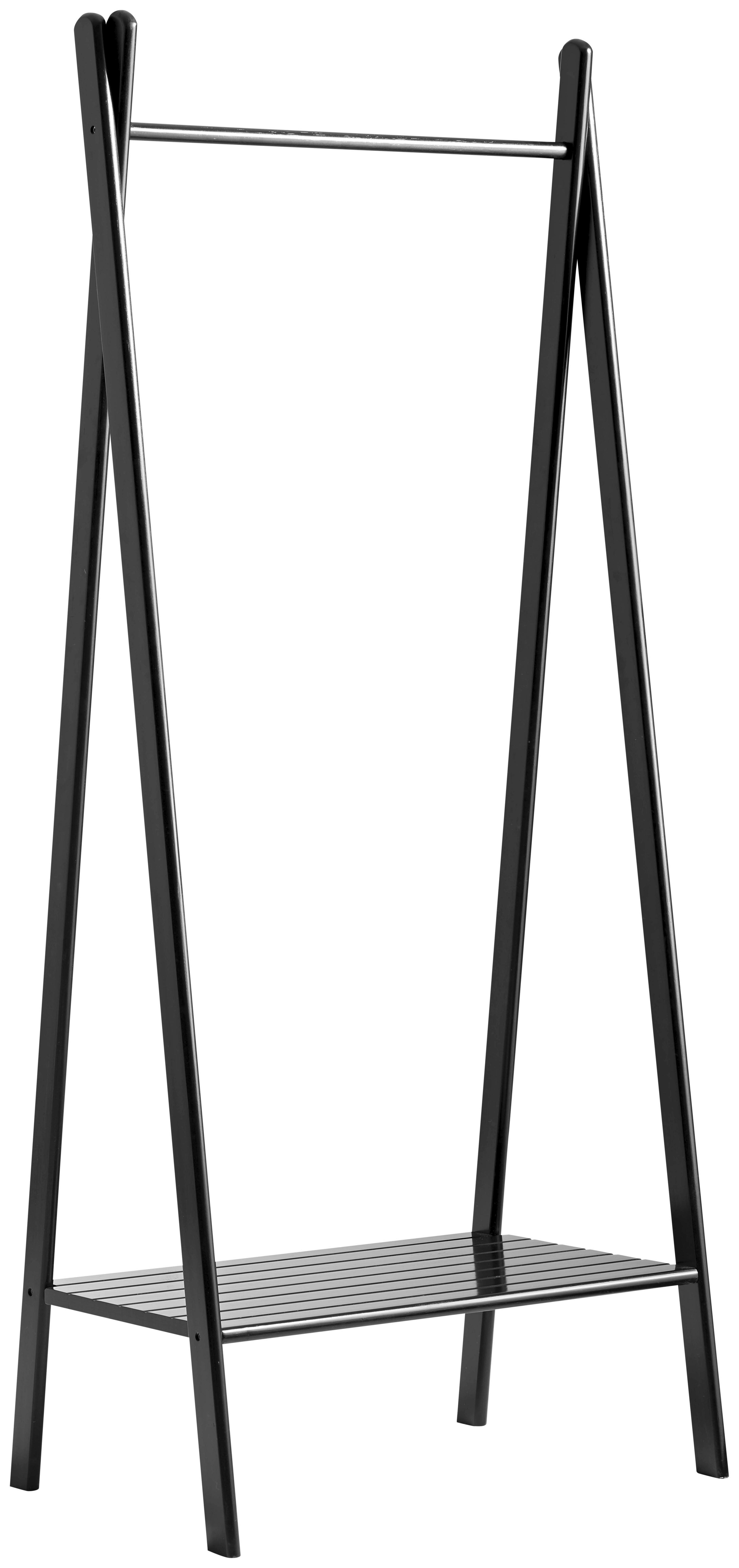 Kleiderständer Noble Schwarz Bambus + Kleiderstange H:180cm - Schwarz, ROMANTIK / LANDHAUS, Holz (74/180/50cm) - MID.YOU