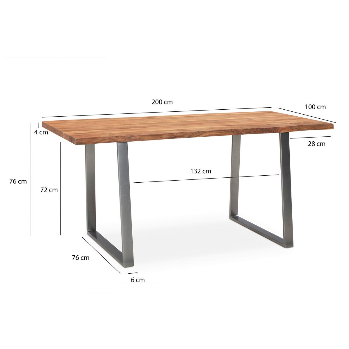 Schreibtisch Wl7.270 - Chromfarben/Akaziefarben, MODERN, Holz/Metall (200/100/76cm) - MID.YOU