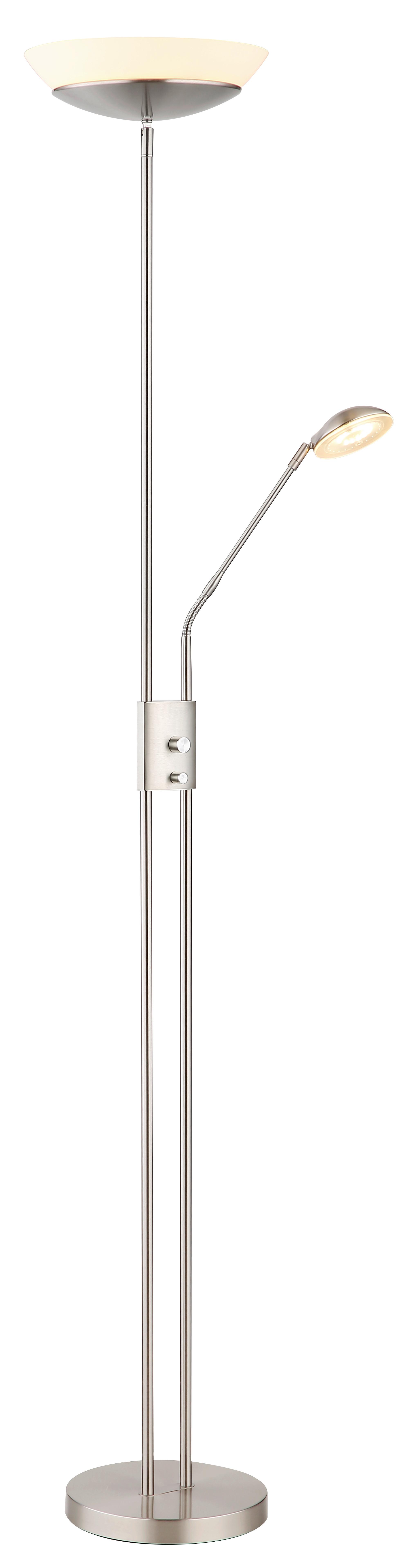 LED-Deckenfluter 58009n - Opal/Nickelfarben, KONVENTIONELL, Glas/Kunststoff (29/180cm) - Globo