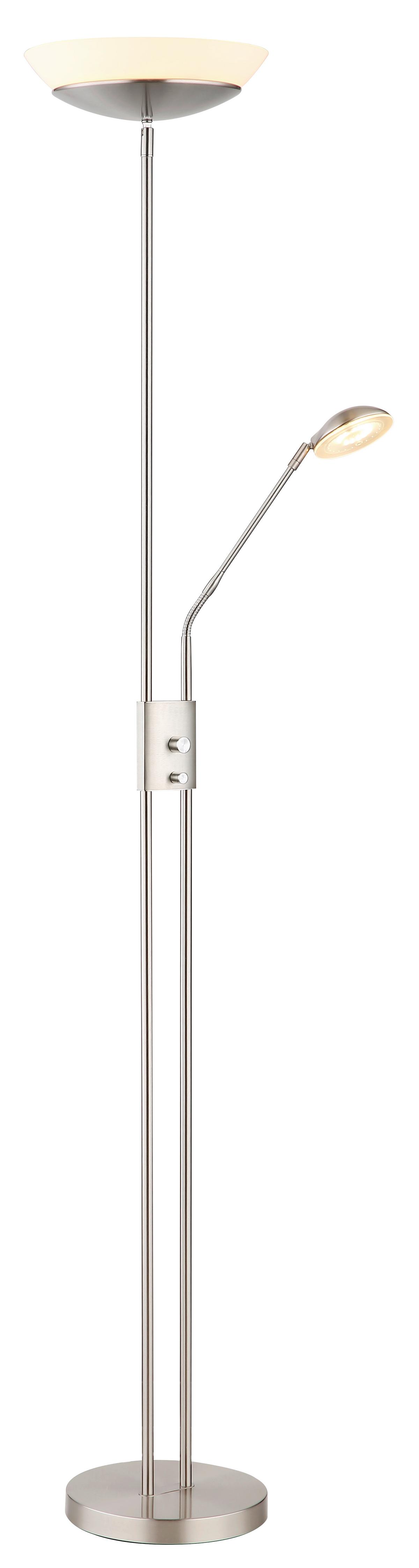 LED-Deckenfluter 58009n - Opal/Nickelfarben, KONVENTIONELL, Glas/Kunststoff (29/180cm) - Globo