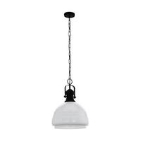 Hängeleuchte Combwich H: 110cm 1-Flamming mit Opalglas - Schwarz/Weiß, KONVENTIONELL, Glas/Metall (38/110cm) - Eglo