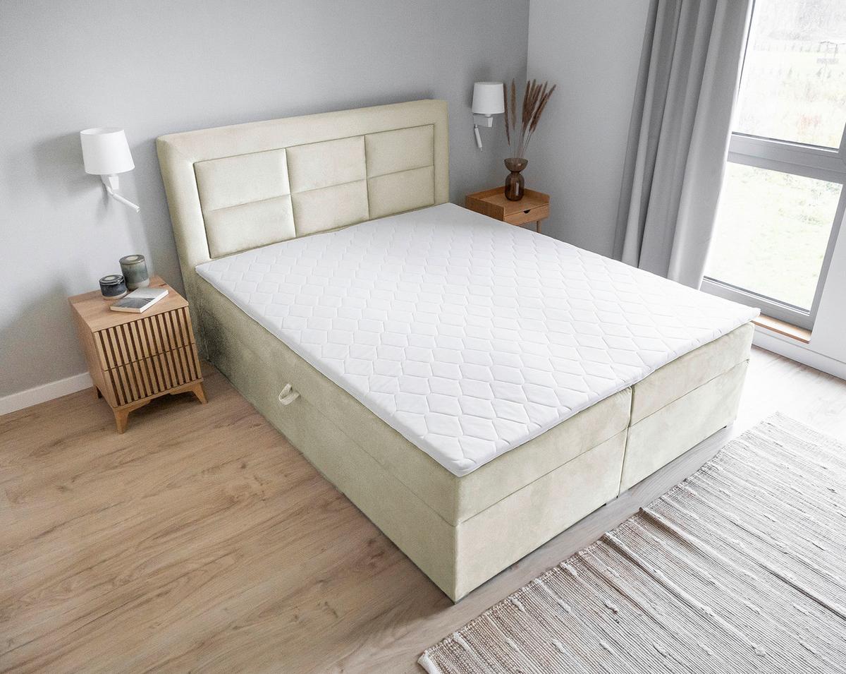 Boxbett Vivre Creme Lf: 180x200 cm - Silberfarben/Creme, MODERN, Holz/Textil (180/200cm) - MID.YOU