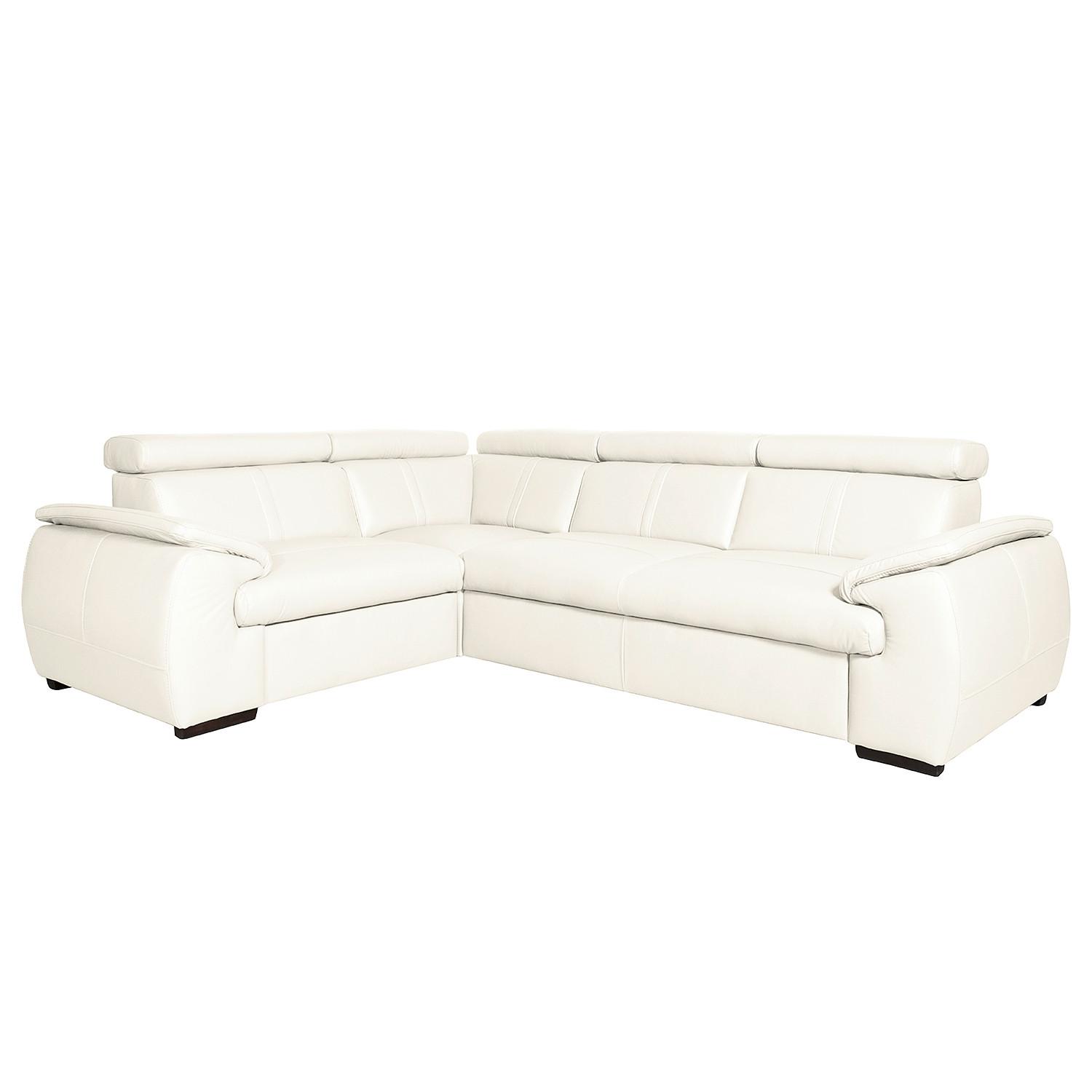 Ecksofa City Weiß B: 193x265 Cm - Wengefarben/Weiß, Design, Leder (193/265cm) - Livetastic