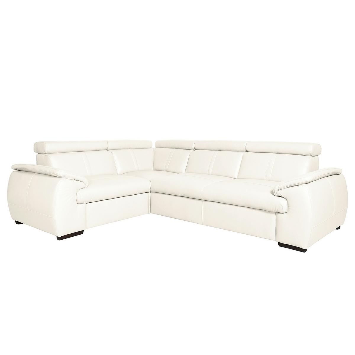Ecksofa City Weiß B: 193x265 Cm - Wengefarben/Weiß, Design, Leder (193/265cm) - Livetastic