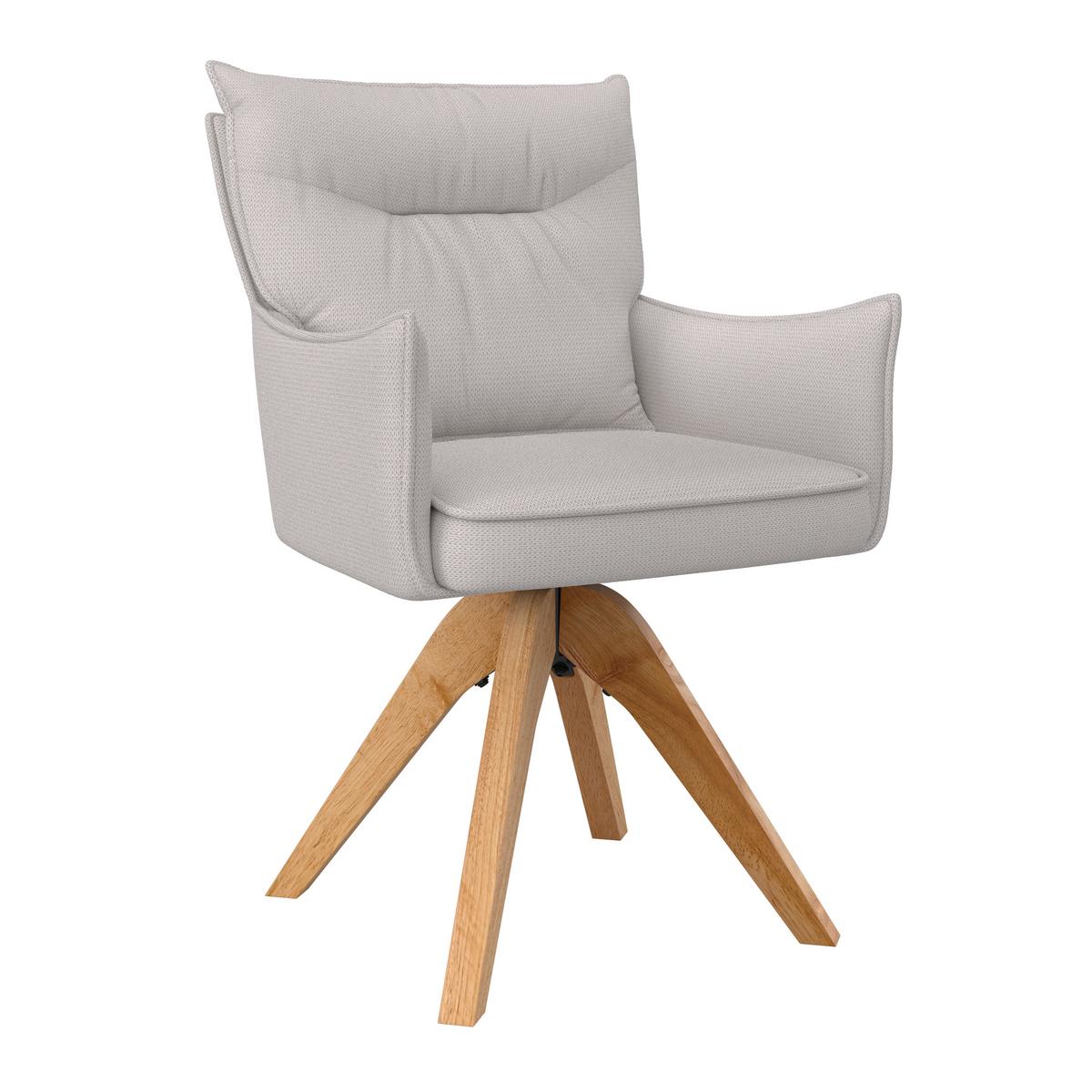 STOLIČKA S PODRÚČKAMI LORELEI - prírodná farba/svetlosivá, Modern, drevo/textil (58/87/63cm) - Bessagi Home