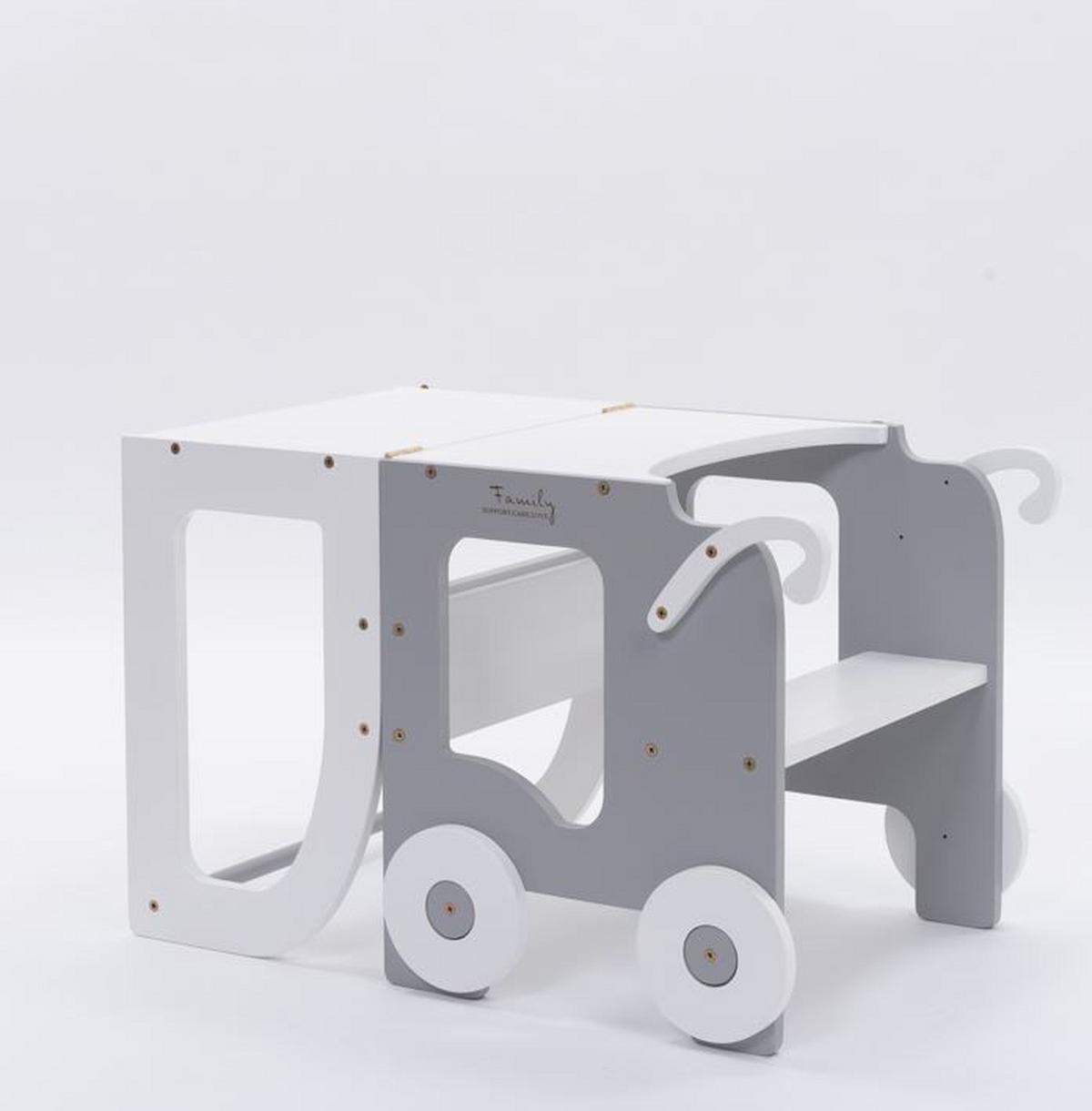 Hochstuhl Trolley Aus Holz Grau/weiß - Weiß/Grau, Basics, Holz (38/90/40cm)
