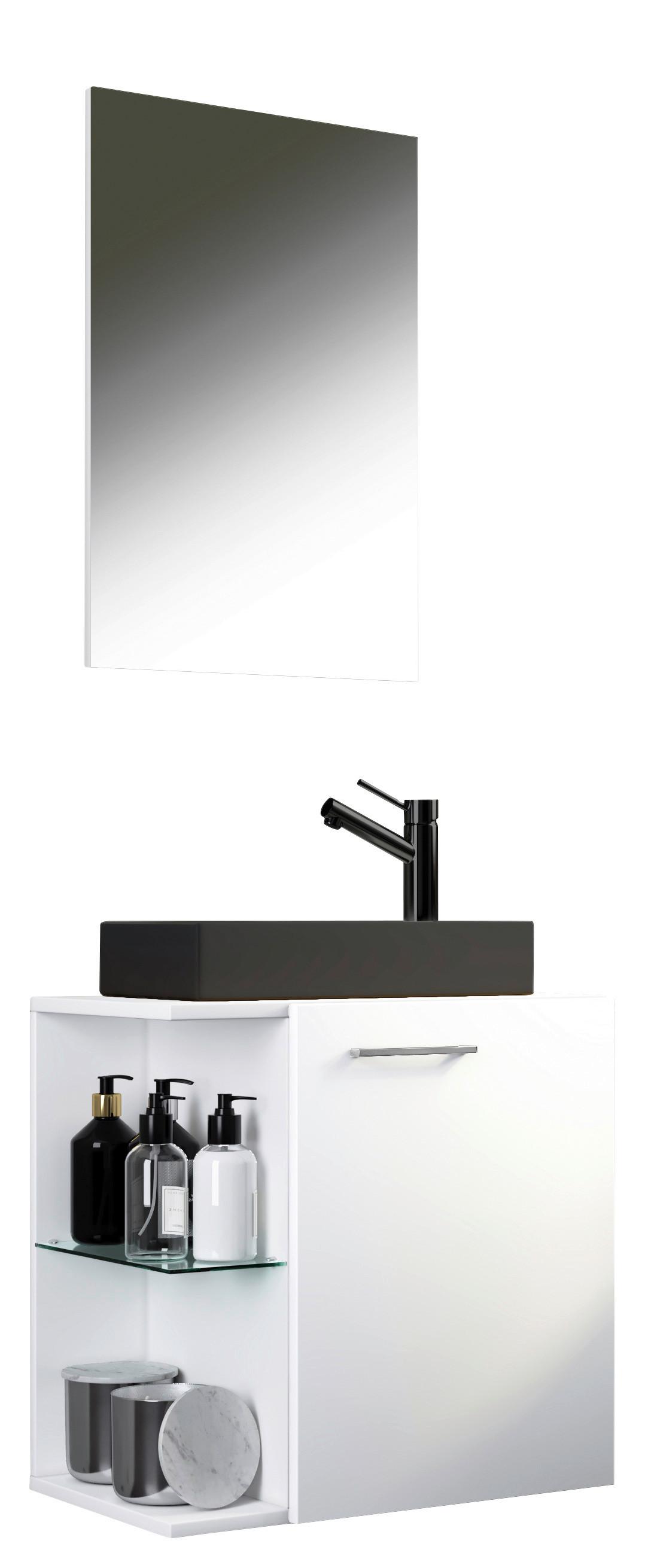 Gästebad Hausa Bl - Schwarz/Weiß, MODERN, Glas/Keramik (52cm) - MID.YOU