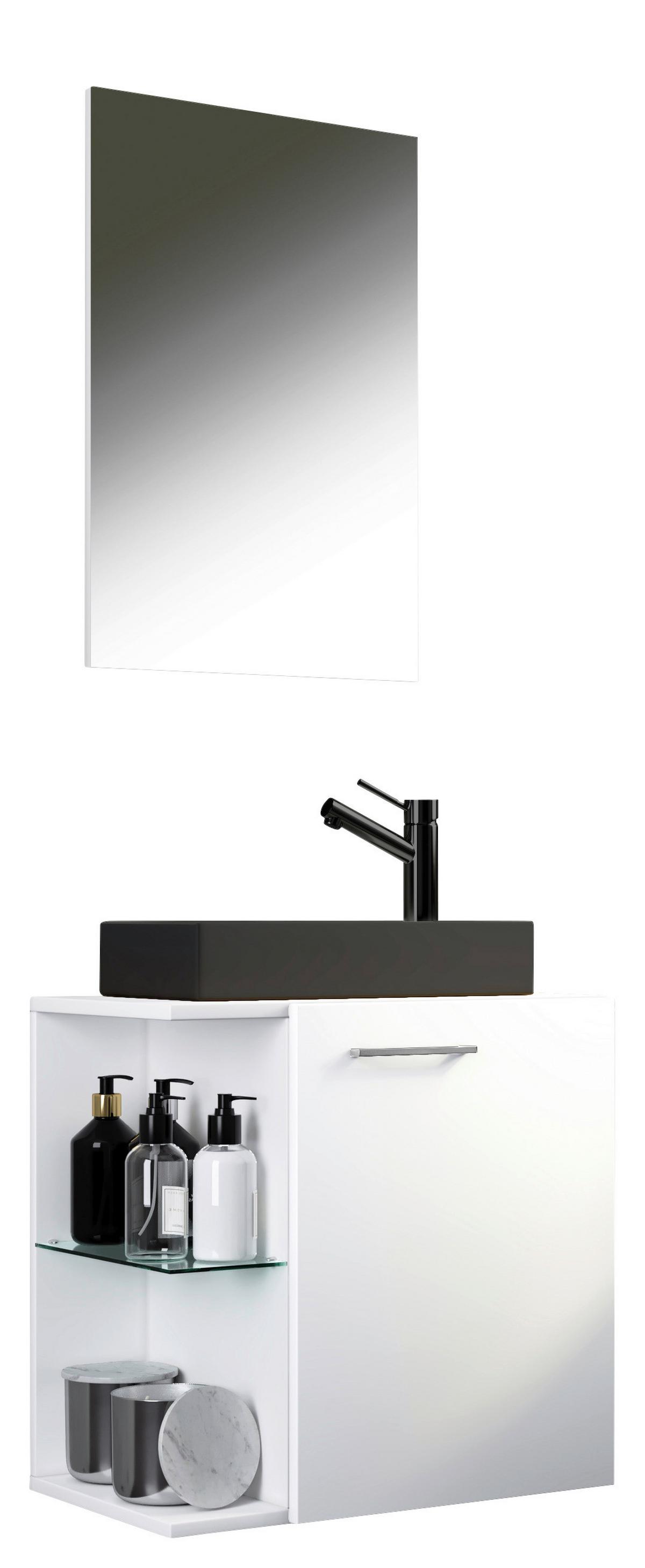 Gästebad Hausa Bl - Schwarz/Weiß, MODERN, Glas/Keramik (52cm) - MID.YOU