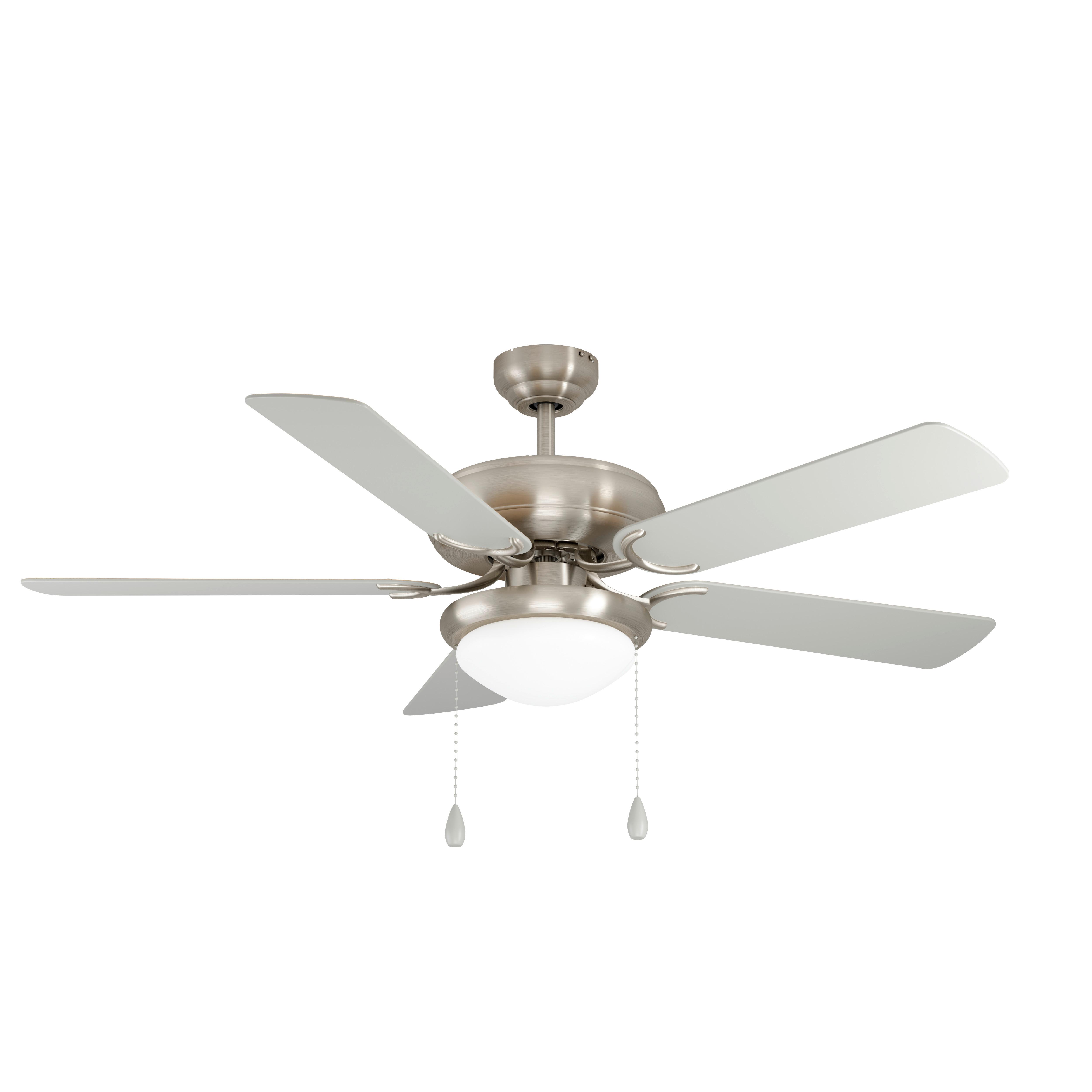 Deckenventilator Eichefarben 4 Kunststoffflügel LED-Leuchte - Eichefarben/Silberfarben, KONVENTIONELL, Glas/Kunststoff (132/44cm) - Eglo