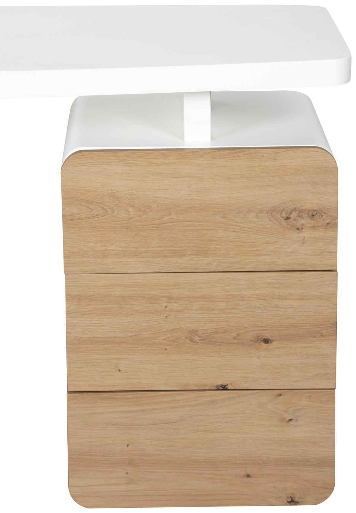 Schreibtisch Havanna - Eichefarben/Weiß, LIFESTYLE, Holzwerkstoff/Metall (140/75/60cm) - MID.YOU