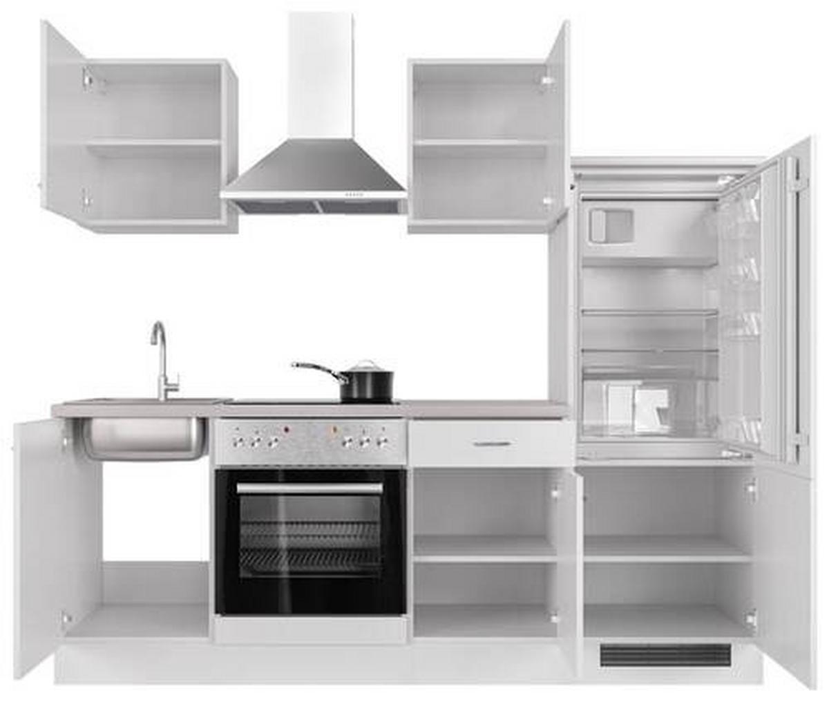 Küchenblock Wito G-220-1706-002 - Hellgrau/Weiß, MODERN, Holzwerkstoff (220cm) - FlexWell
