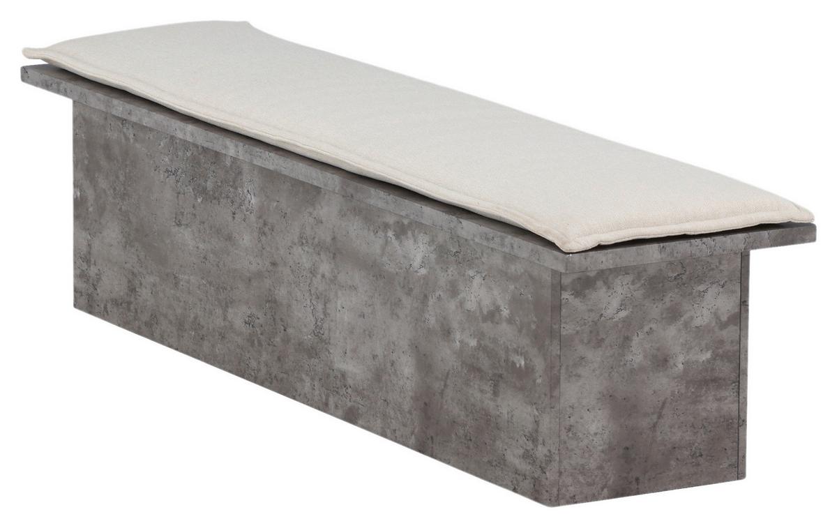 Sitzbank Kellogg - Weiß/Grau, Design, Holzwerkstoff/Textil (160/45/40cm) - Livetastic