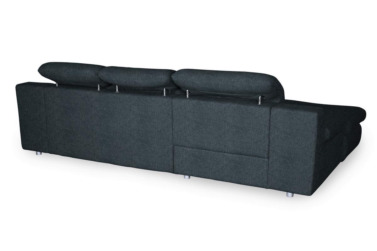 Ecksofa Isona Schwarz Chenille - Chromfarben/Schwarz, Design, Textil (165/286cm) - Livetastic