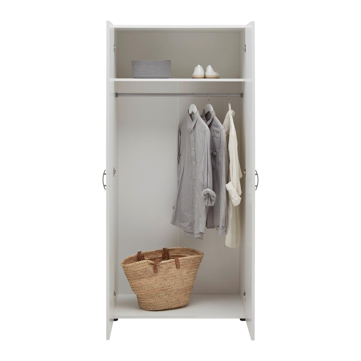 Šatní skříň JOE *CENOVÝ TRHÁK* - bílá/barvy hliníku, Konvenční, kompozitní dřevo/plast (81/177/51cm) - Based