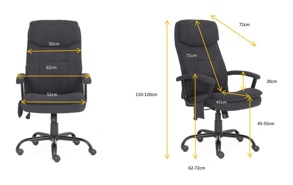 Chefsessel Massage Dunkelgrau B: 62 cm - Dunkelgrau/Schwarz, Trend, Kunststoff/Textil (62/115/60cm)