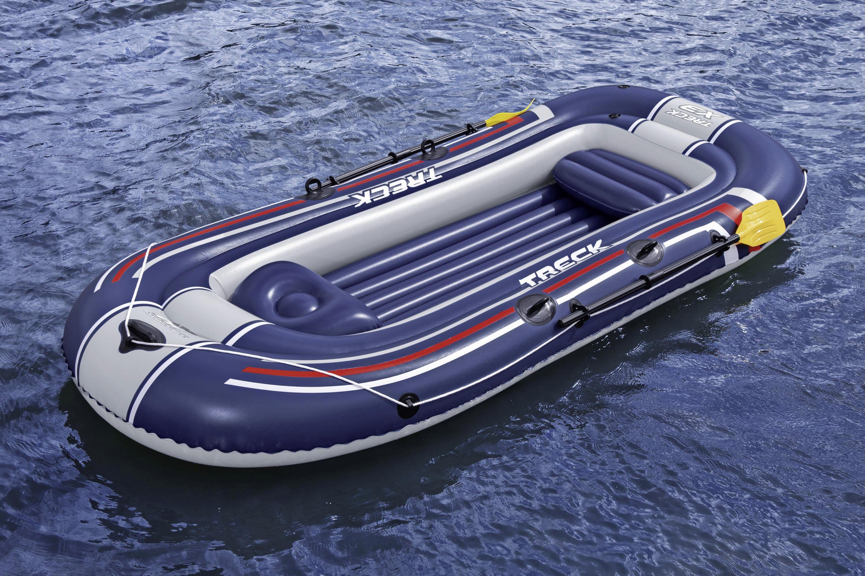 Schlauchboot Treck Blau/Grau/Rot, 2 Pers., Pumpe - Blau/Rot, Trend, Kunststoff/Metall (307/126/39cm) - Bestway