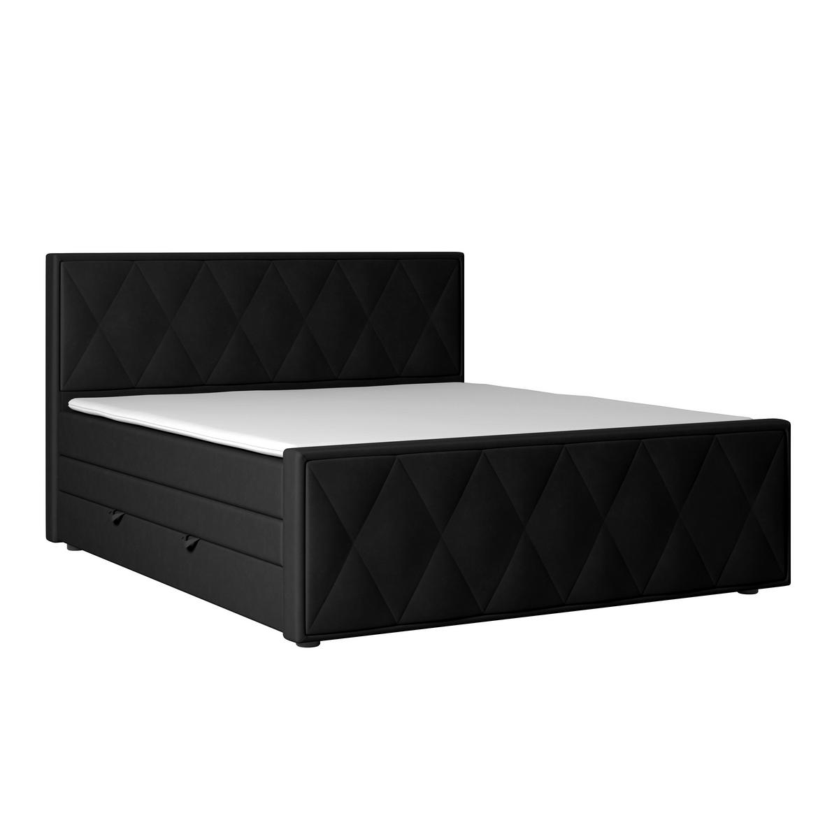 Boxspringbett mit Bettkasten Porto 180x200 cm Schwarz - Schwarz, MODERN, Holzwerkstoff/Kunststoff (180/200cm) - MID.YOU