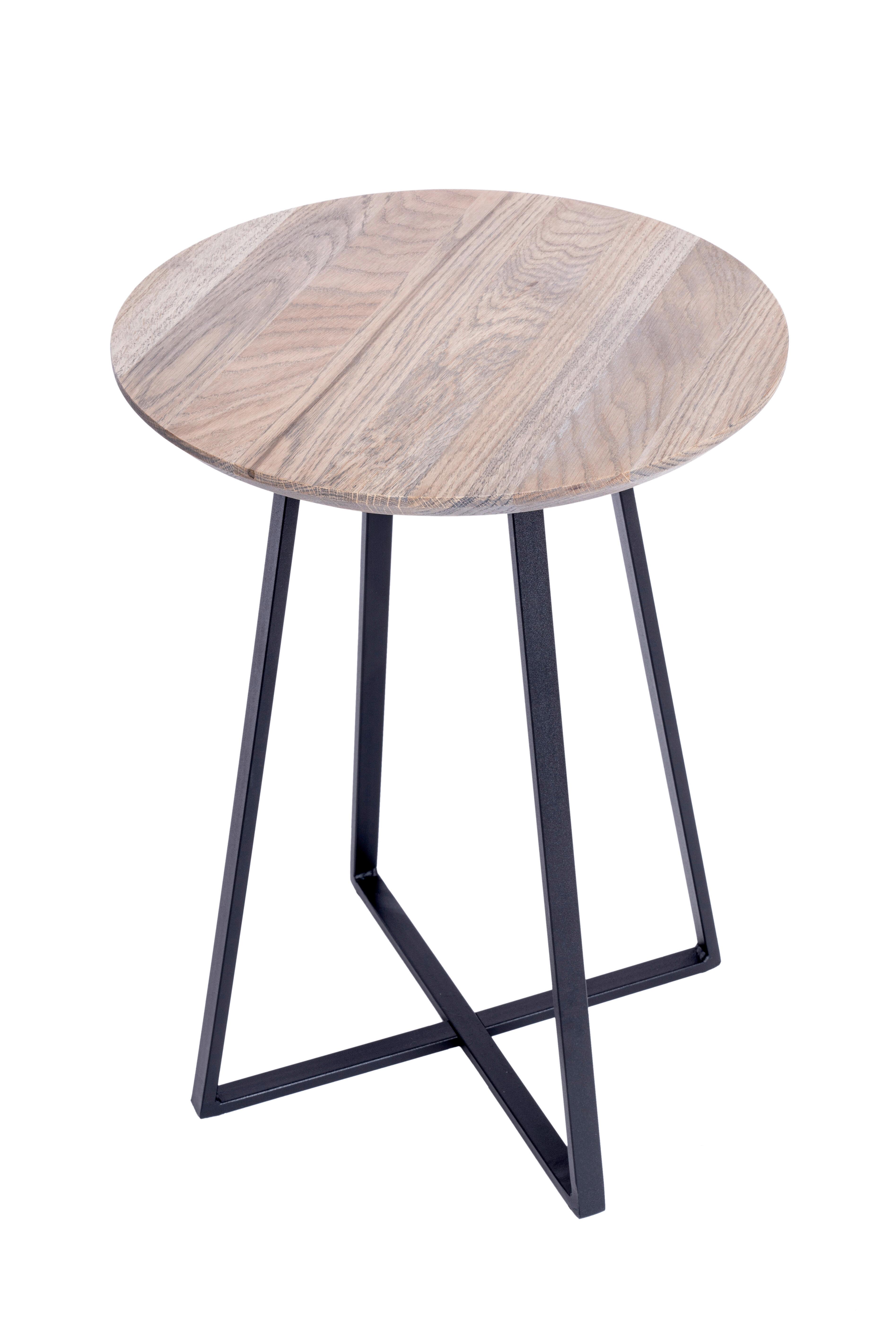 Beistelltisch Justus Schwarz/Eiche grau H: 55cm - Eiche grau/Schwarz, Natur, Holz/Metall (40/55cm)