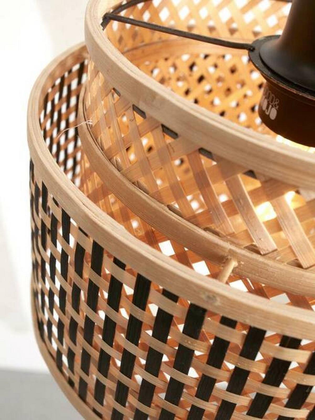 Hängeleuchte Bhutan/H/2520/Bn - Schwarz/Naturfarben, Trend, Holz (25/20cm) - Good & Mojo