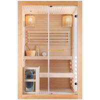 Finnische Panoramasauna BxHxT: 130x120x200 cm - Naturfarben, Basics, Glas/Holz (130/120/200cm) - Sanotechnik