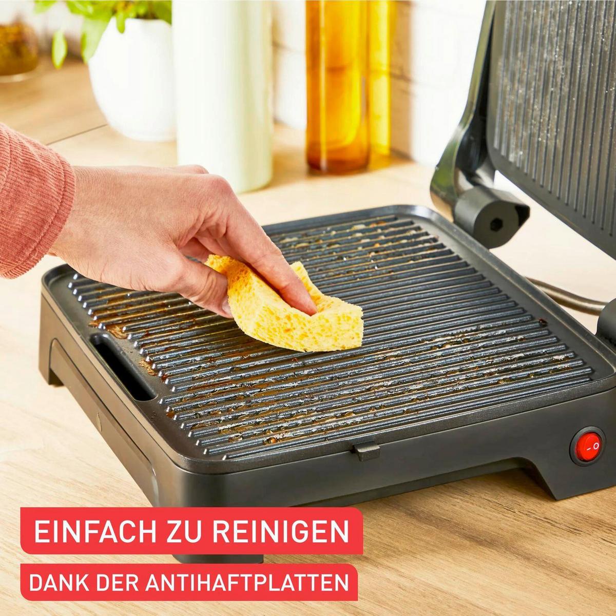 ELEKTROGRILL 2000W, Antihaftbeschichtung - Schwarzchrom, Basics, Metall (33,7/36,6/13,2cm) - Tefal
