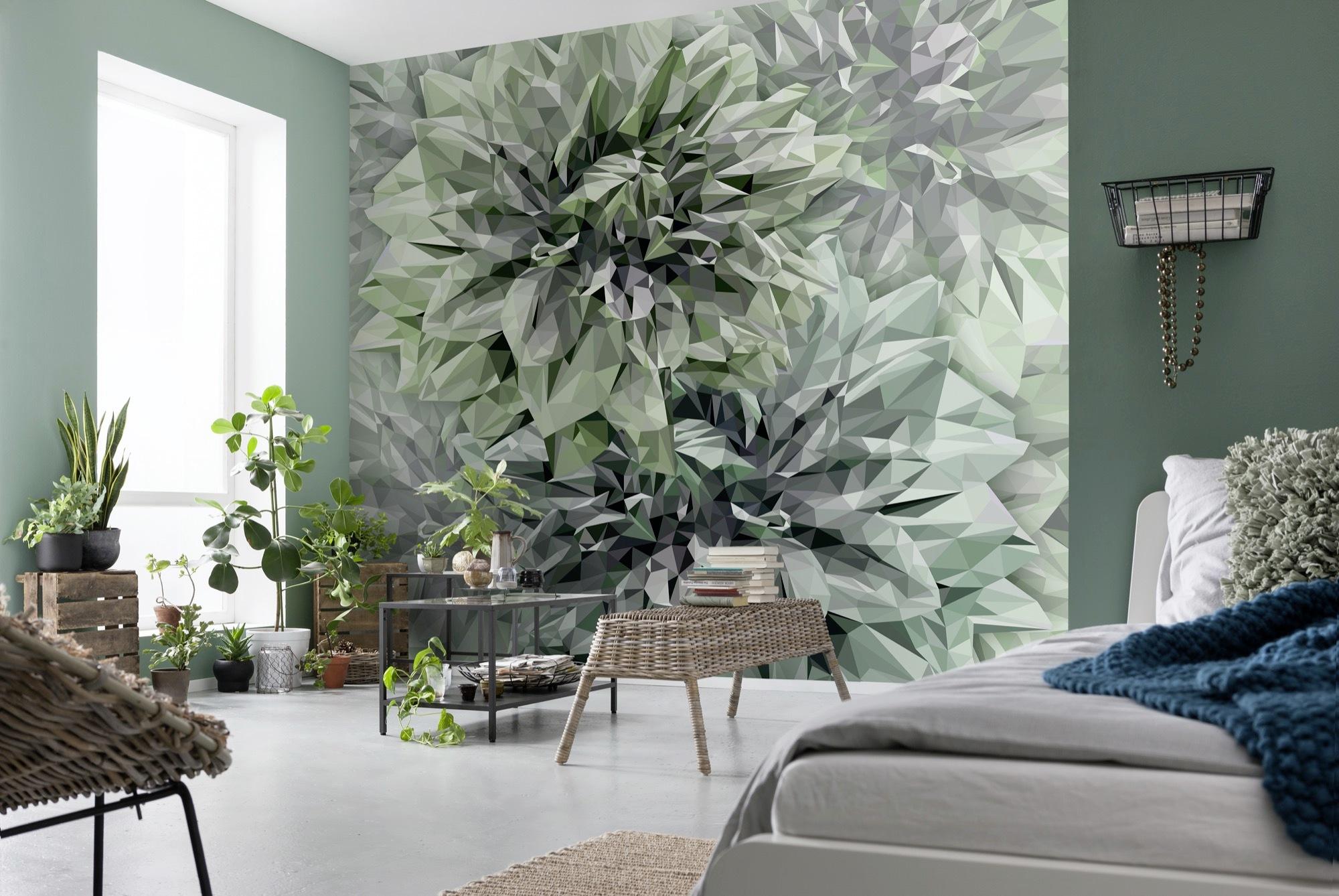 Fototapete Emerald Flowers - Multicolor, Trend, Papier (300/280cm) - Komar